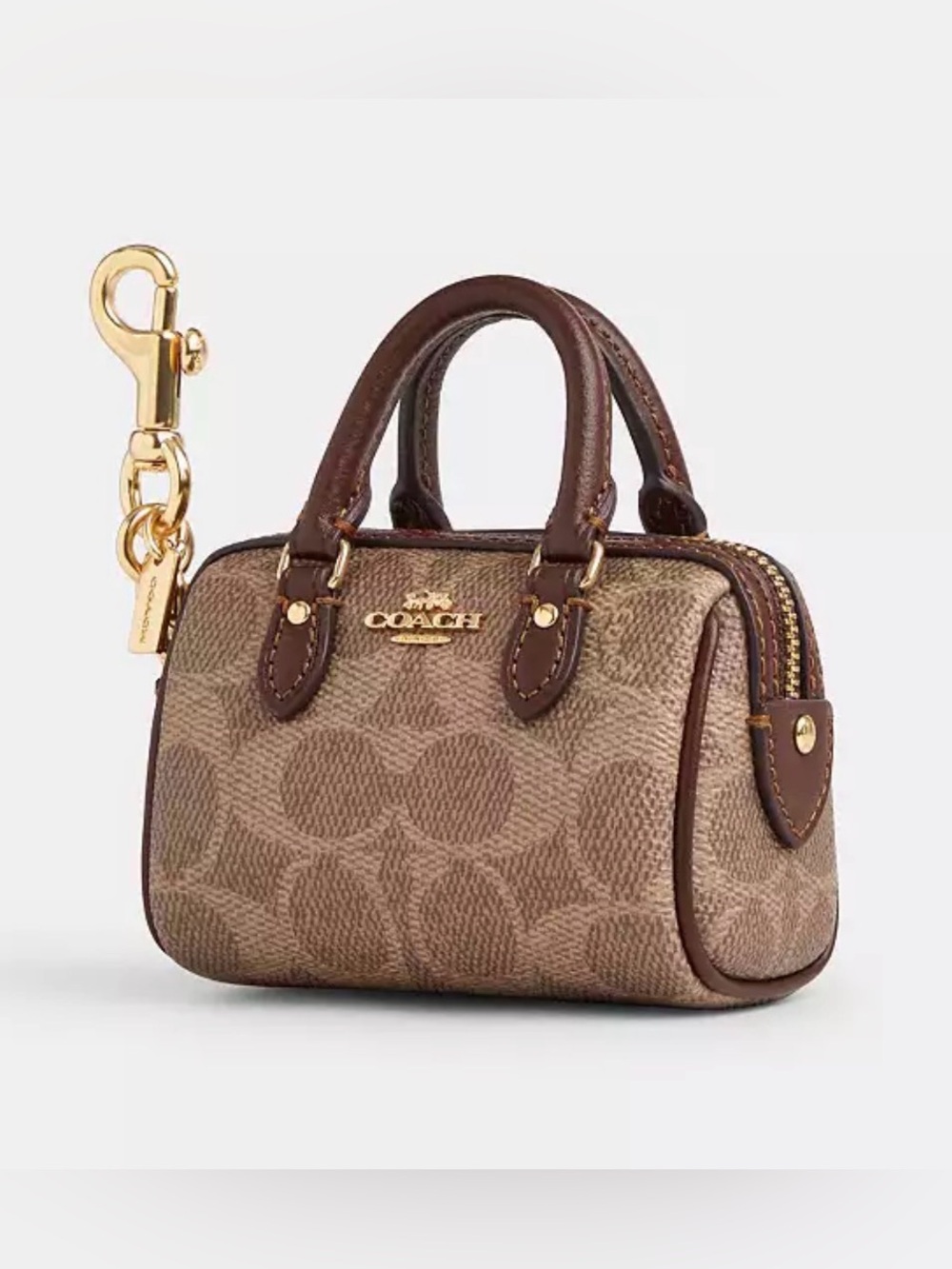NWT Coach Mini Rowan Bag Charm in Signature Canvas